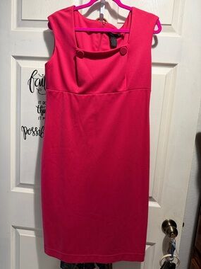 Grace Dresses  Hot Pink Sleeveless Shift Dress with Button Detail